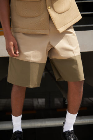 Color-block Pleated Shorts